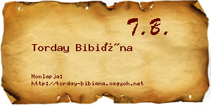 Torday Bibiána névjegykártya